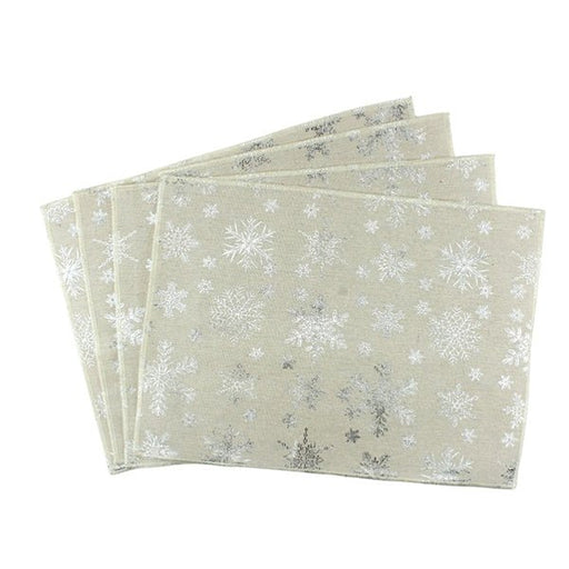 4pk Silver Artic Snowflake Linen Christmas Placemats - Everything Party