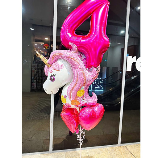 4th Birthday Unicorn Foil Balloon Bouquet - Everything Party