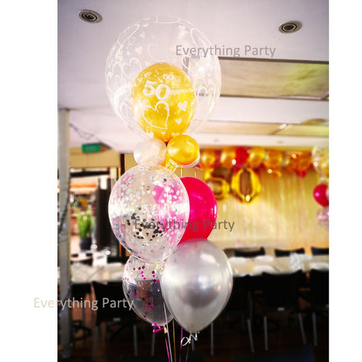 50th Birthday Double Bubble Helium Balloon Bouquet - Everything Party