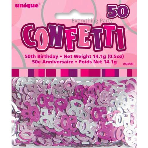 50th Birthday Table Scatters 14g (Blue, Pink, Black) - Everything Party