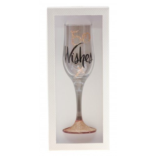 50th Birthday Wishes Rose Gold Champagne Glass - Everything Party