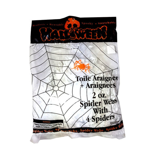 56g Stretchable Spider Web with 4 Spiders - Everything Party