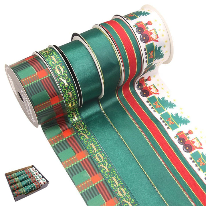 5m Assorted Christmas Ribbon - Green - Everything Party