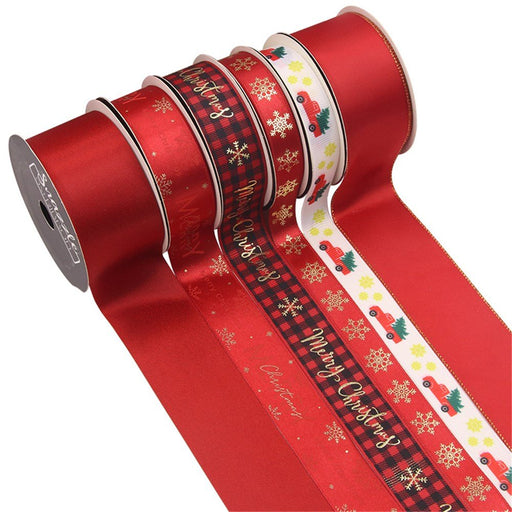 5m Assorted Christmas Ribbon - Red - Everything Party
