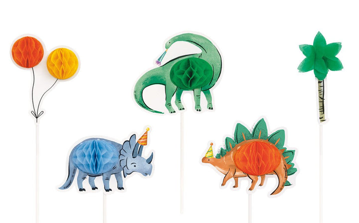 5pcs Dinosaur Party Honeycomb Cake Topper Kit - Everything Party