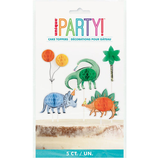 5pcs Dinosaur Party Honeycomb Cake Topper Kit - Everything Party