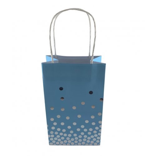 5pk Foil Silver Dots Blue Paper Gift Bags - Everything Party