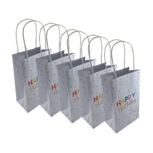 5pk Happy Birthday Multi Colour Confetti Paper Gift Bags - Everything Party