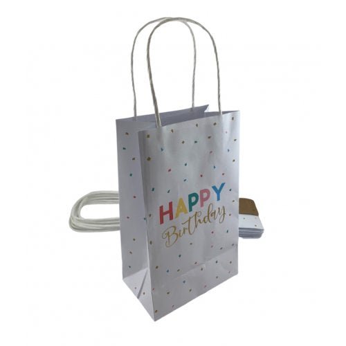 5pk Happy Birthday Multi Colour Confetti Paper Gift Bags - Everything Party