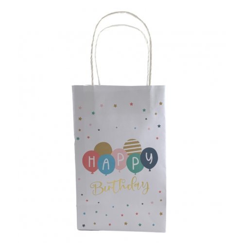 5pk Happy Birthday Multi Colour Stars Paper Gift Bags - Everything Party