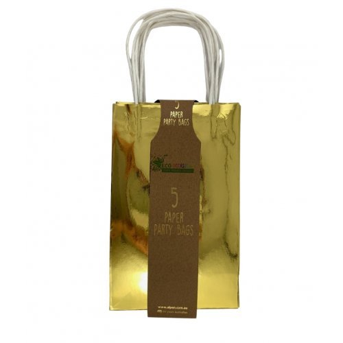 5pk Metallic Gold Paper Party Gift Bags - Everything Party