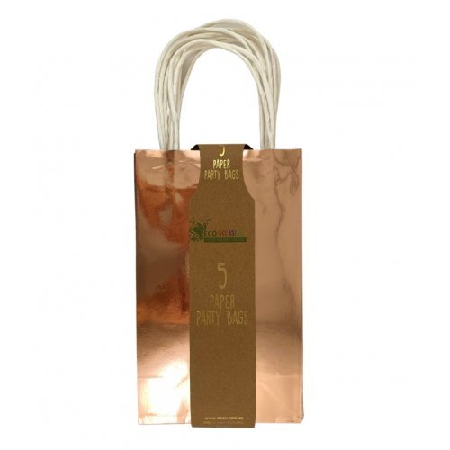 5pk Metallic Rose Gold Paper Party Gift Bags - Everything Party