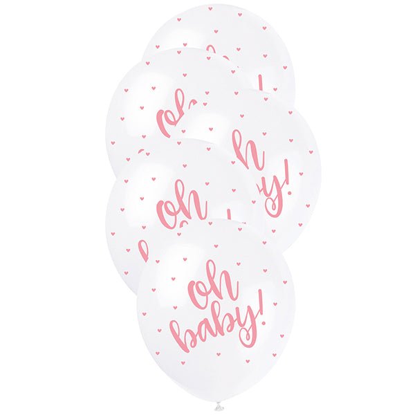 5pk Oh Baby 30cm Pearl Latex Balloons - Everything Party