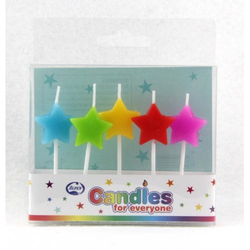 5pk Rainbow Mixed Star Candles - Everything Party