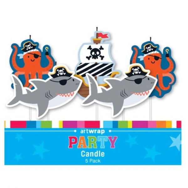 5pk Ships Ahoy Pirate Birthday Candle - Everything Party