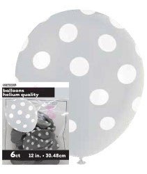 6 Pk Dot Silver Latex Balloon - Everything Party