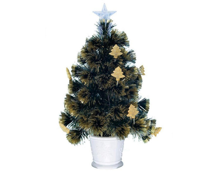 60cm Potted Green Christmas Tree with Ultra Bright Warm White Fibre Optic LED Lights - Everything Party