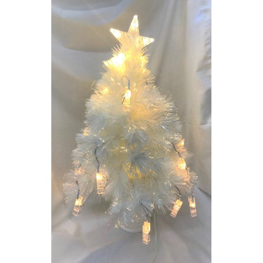 60cm Potted White Christmas Tree with Ultra Bright Warm White LED Lights and Photo Clips - Everything Party