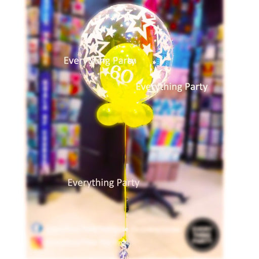 60th Birthday Double Bubbles Helium Balloon Bouquet - Everything Party