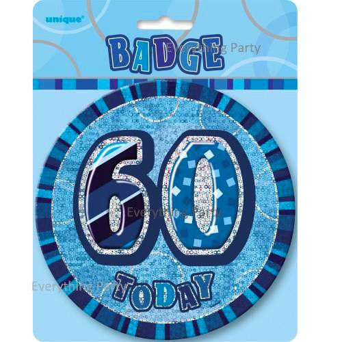 60th Birthday Jumbo Badge - Blue - Everything Party