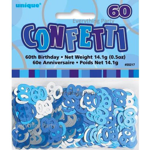 60th Birthday Table Scatters 14g (Blue, Pink, Black) - Everything Party