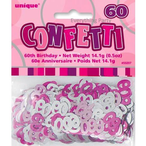 60th Birthday Table Scatters 14g (Blue, Pink, Black) - Everything Party