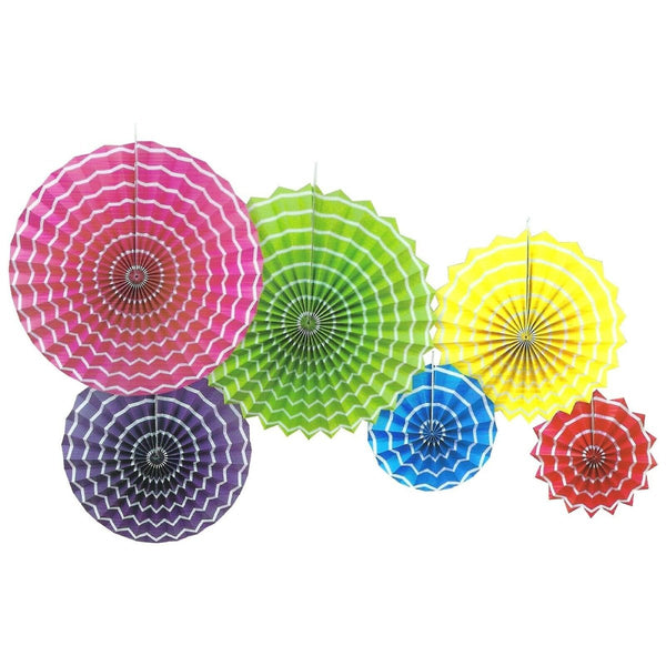 6pcs Decorative Paper Fan - Rainbow - Everything Party