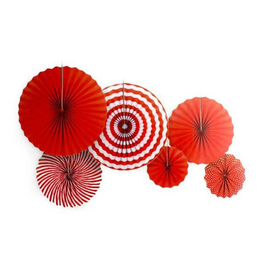 6pcs Decorative Paper Fan - Red - Everything Party