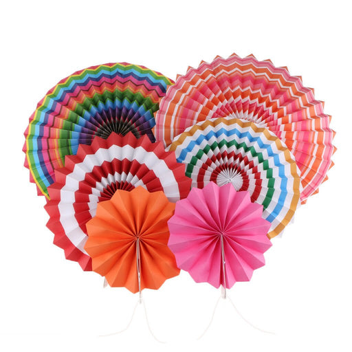 6pcs Decorative Paper Fans - Mixed Colour - Everything Party