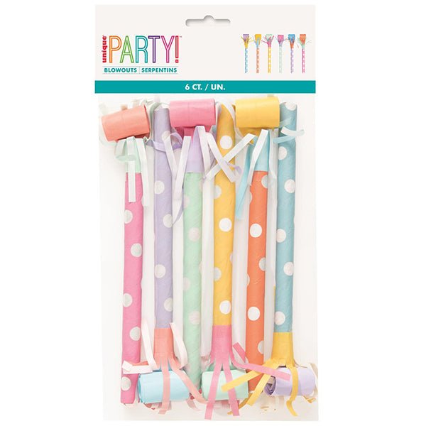 6pk Assorted Colour Party Blowouts - Everything Party