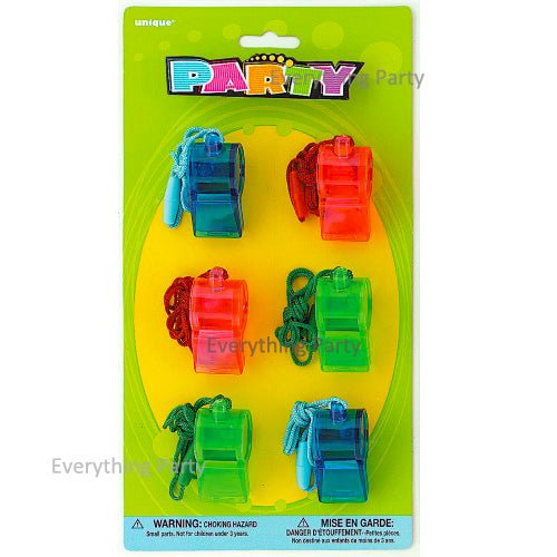 6Pk Colour Whistles - Everything Party