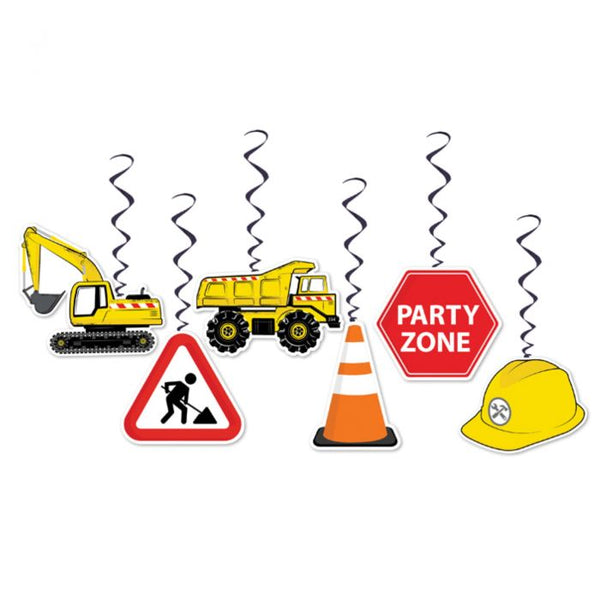 6pk Construction Party Zone Hanging Decorations - Everything Party