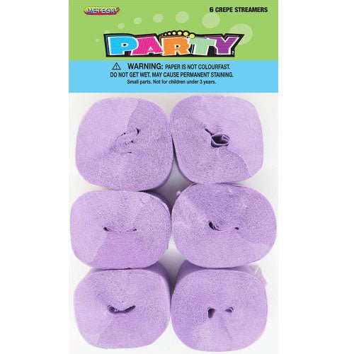 6pk Crepe Streamers - Lavender - Everything Party