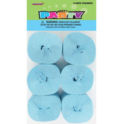 6pk Crepe Streamers - Light Blue - Everything Party