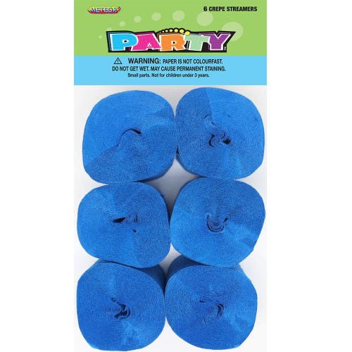 6pk Crepe Streamers - Royal Blue - Everything Party