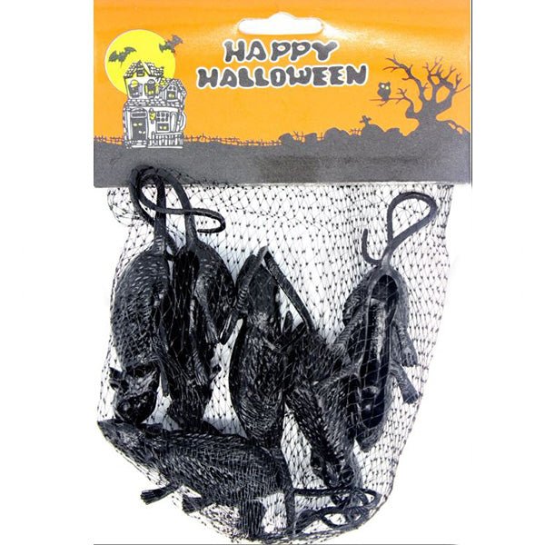 6pk Halloween Plastic Black Rats - Everything Party