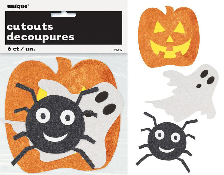 6pk Halloween Spooky Glitter Mini Cutouts - Everything Party
