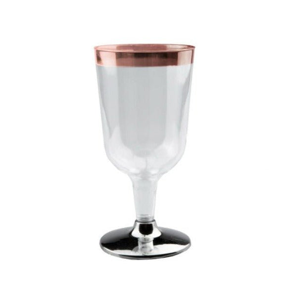 6pk Rose Gold Trimmed Plastic Wine Glass - Everything Party