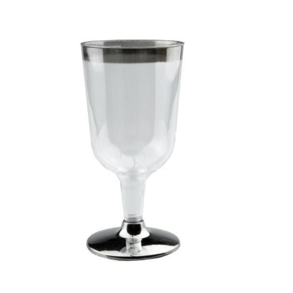 6pk Silver Trimmed Plastic Wine Glass - Everything Party