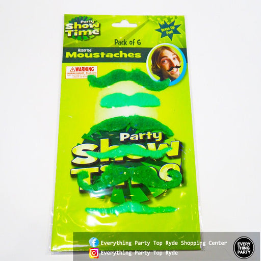 6pk St Patrick's Day Green Moustaches - Everything Party