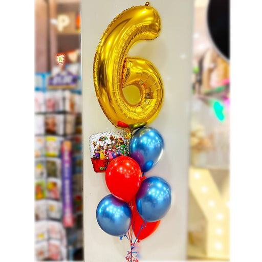 6th Birthday Foil Number Helium Balloon Bouquet - Everything Party