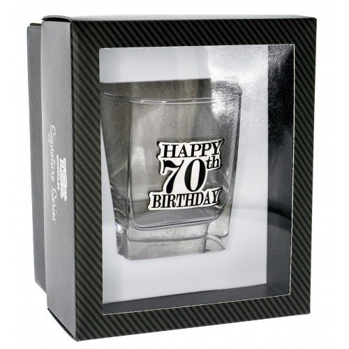 70th Birthday Badge Premium Scotch Glass - Everything Party