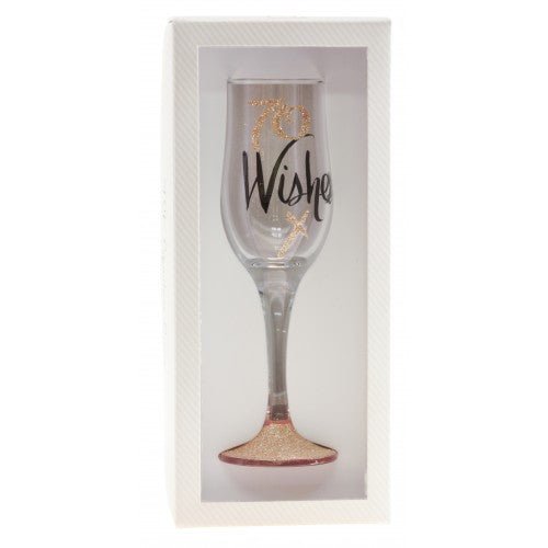 70th Birthday Wishes Rose Gold Champagne Glass - Everything Party