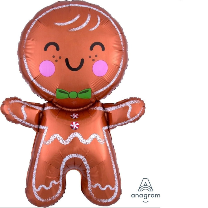 78cm Anagram Foil Shape Happy Gingerbread Man Balloon - Everything Party