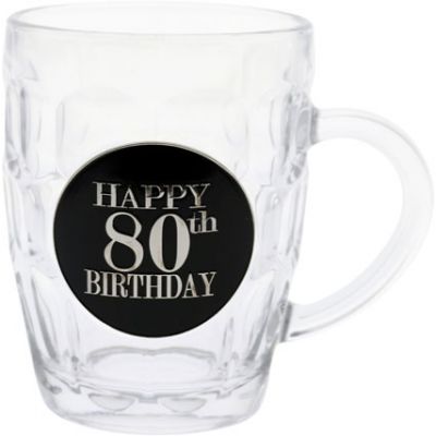 80th Birthday Badge Premium Dimple Stein - Everything Party