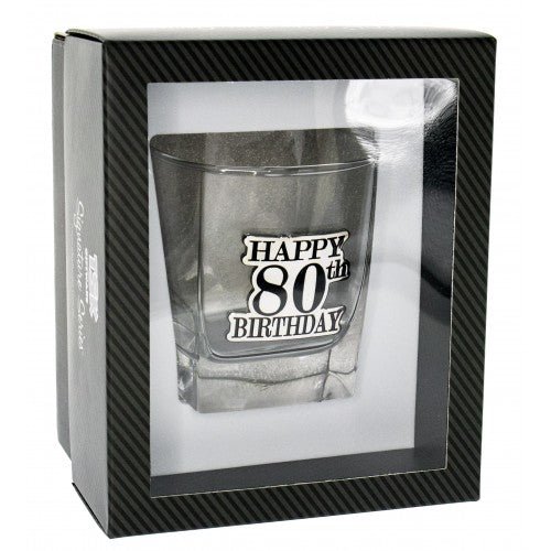 80th Birthday Badge Premium Scotch Glass - Everything Party