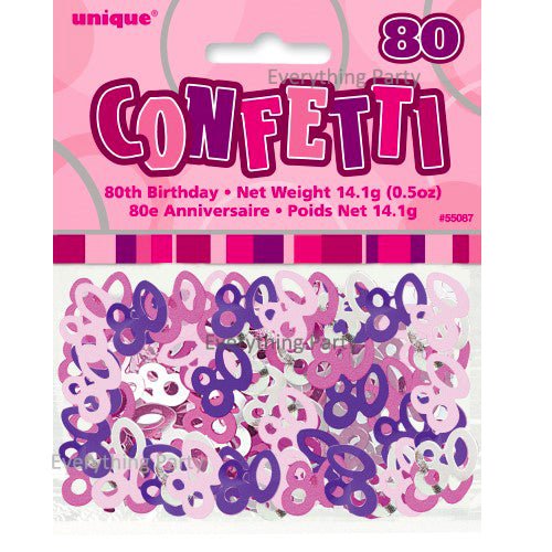 80th Birthday Table Scatters 14g (Blue, Pink, Black) - Everything Party