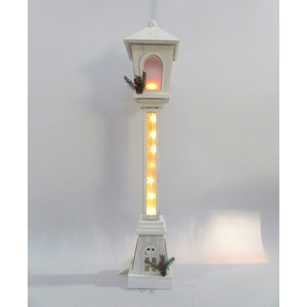 82cm Christmas White Wooden Light Up Street Lamp Decoration - Everything Party
