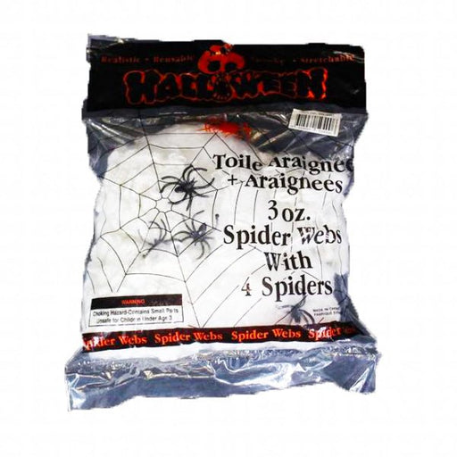 85g Stretchable Spider Web with 4 Spiders - Everything Party