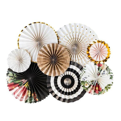 8pcs Decorative Paper Fans Deluxe Floral - Everything Party